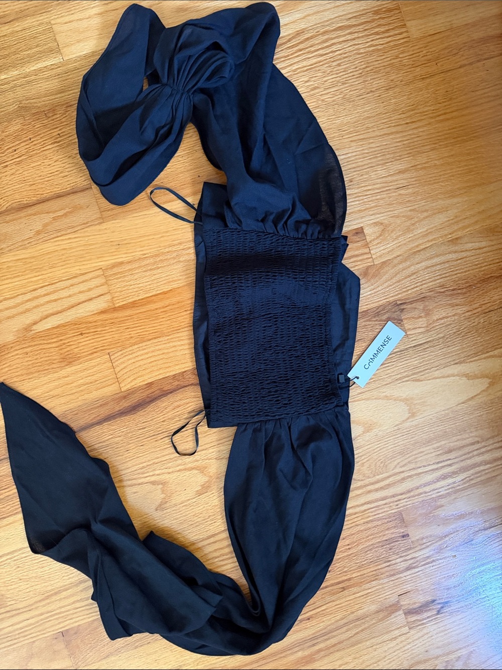 Commense Collective Black Smocked Linen CropTop